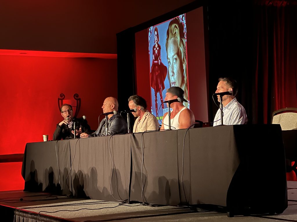 The cast of the Shield, before the panel started and without Laurie Holden.