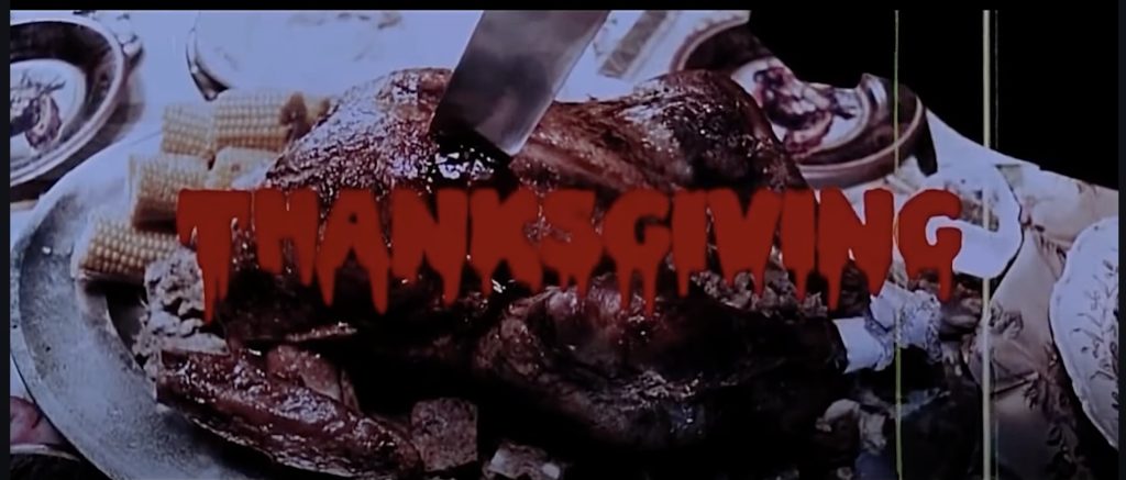 Screenshot from Fake Thanksgiving trailer from Grindhouse