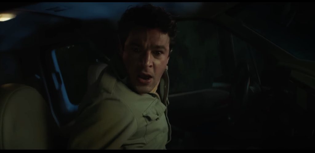 Blake from Wolf Man after seeing the wolf.
